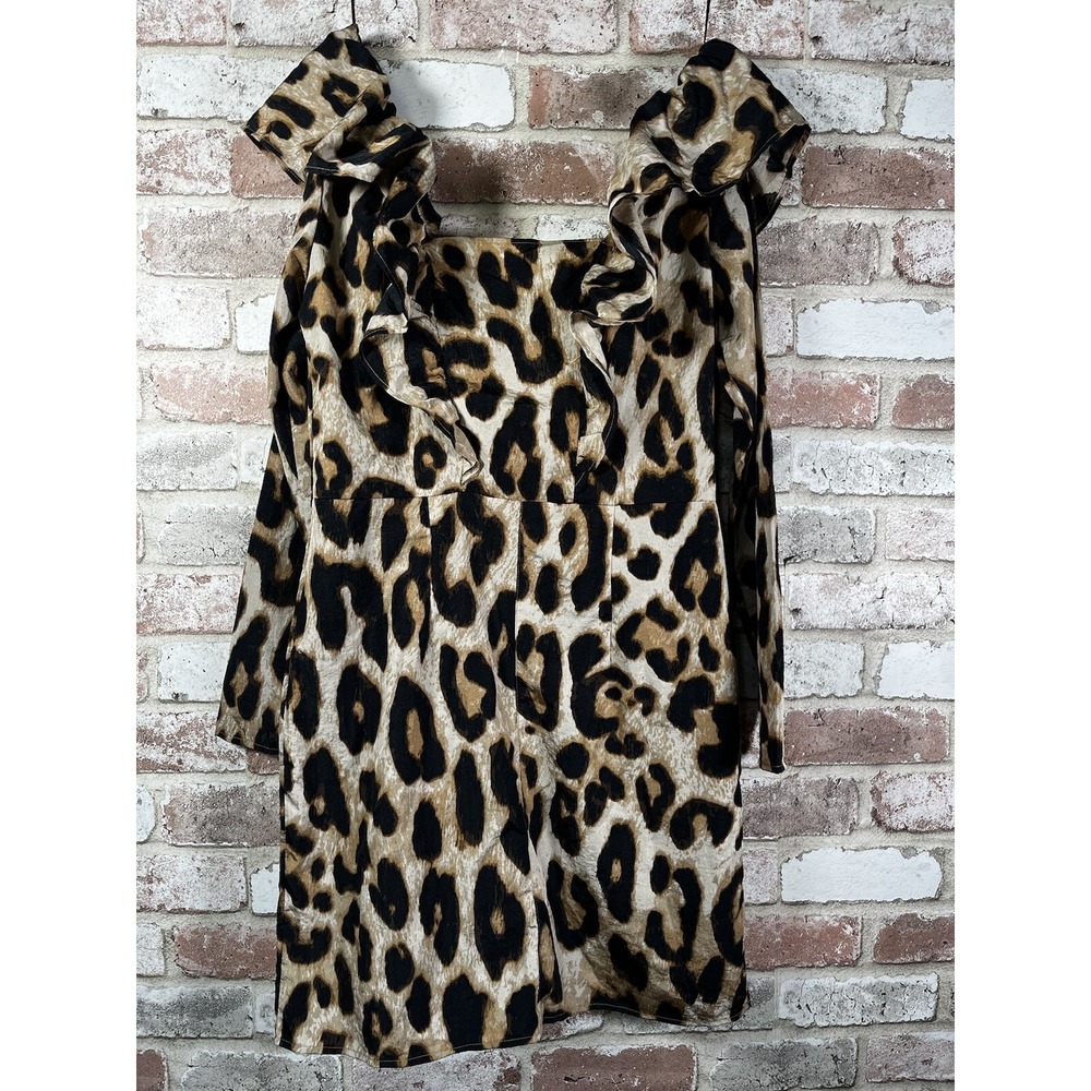 H&M Flounce-Trimmed Leopard Dress NWT Small